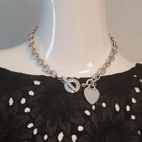 SOLD--Tiffany & Co Toggle Necklace with Heart Tag - Picture 11 of 12